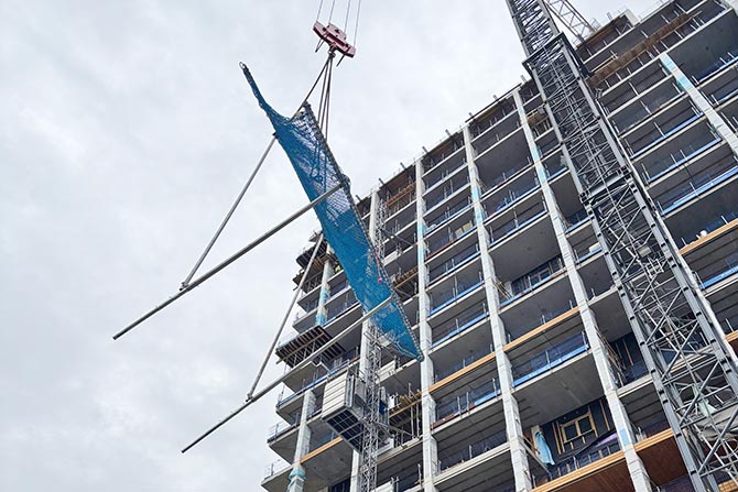 Auffangschirm-Lösung für Van Laere beim Projekt „Zuid Blok“